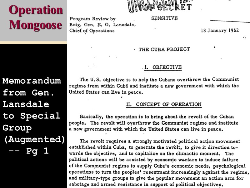 Memorandum from Gen. Lansdale  to Special Group (Augmented)  -- Pg 1 Operation